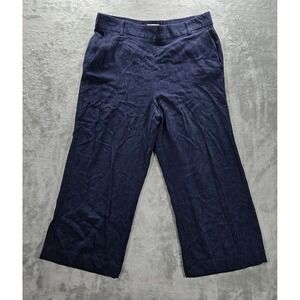 Haver & Blair Pants Women's Large Navy Blue Elastic Back Waist Wide Leg Pockets